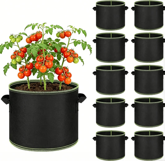 5-Pack 5 Gallon Grow Bags β Heavy Duty Aeration Fabric Pots with Handles for Vegetables, Flowers & Fruits