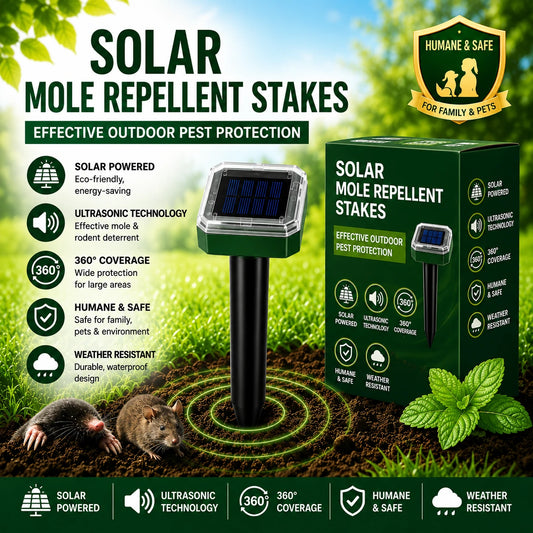 Solar Powered Waterproof Screw Mole Repellent